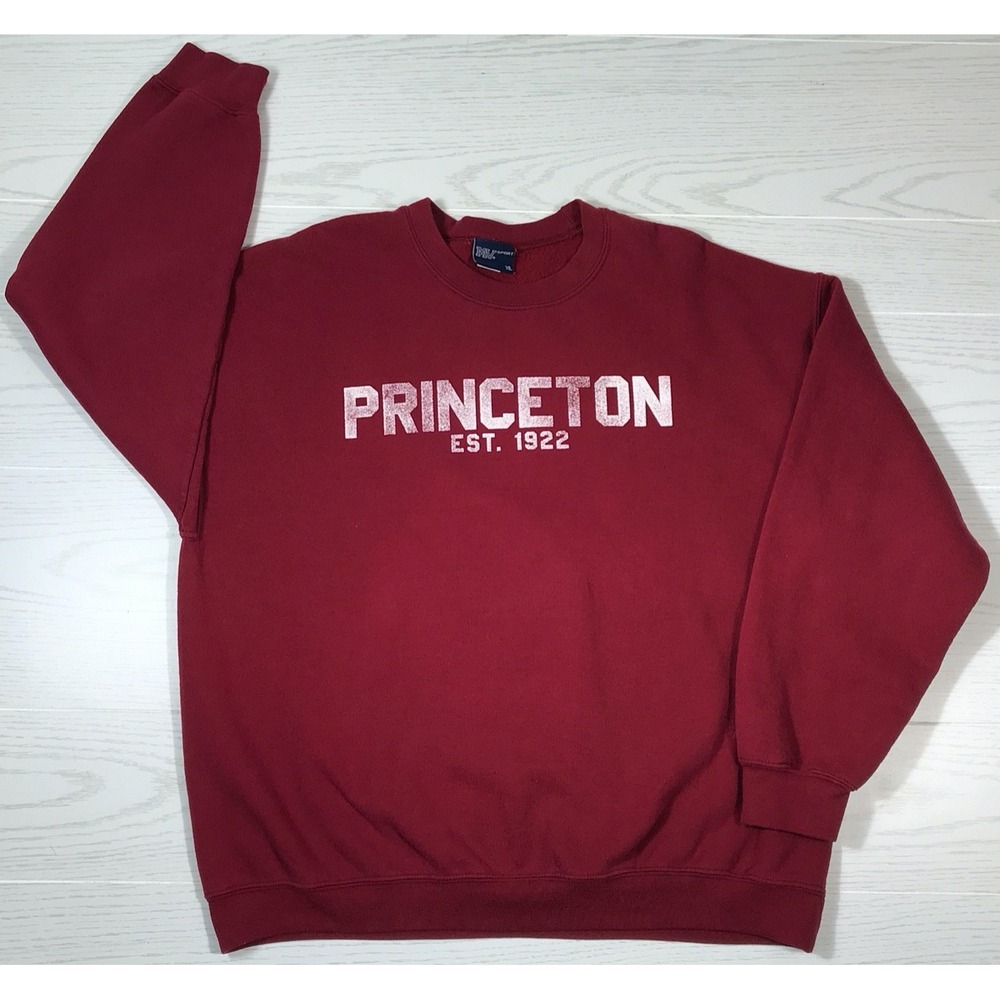 Vintage Y2K Princeton Sweatshirt Men XL Red MV Sport Cotton Poly Blend Crewneck